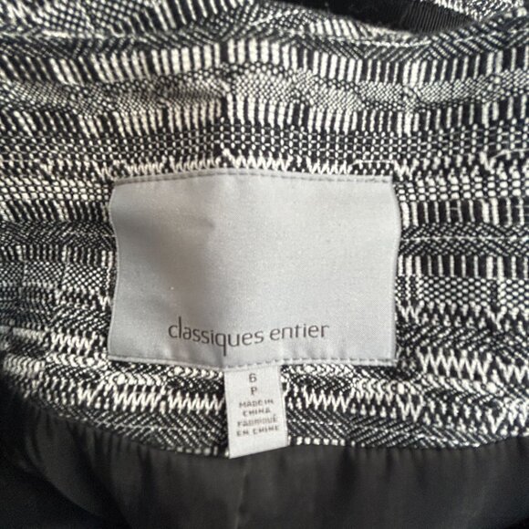Classiques Entier Womens Blazer Jacket Size 6P Black & White Plaid Linen Blend - Picture 3 of 8